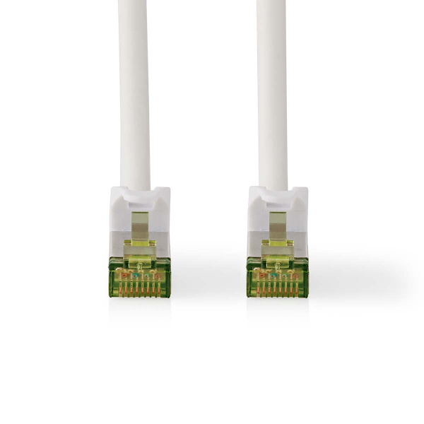 CAT7 nätverkskabel | S/FTP | RJ45 hane | RJ45 hane | 3.00 m | Snagless | Rund | LSZH | Vit | Label