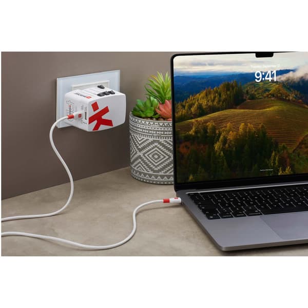 Världsreseadapter PRO Light USB AC45PD World PD 45W Jordad