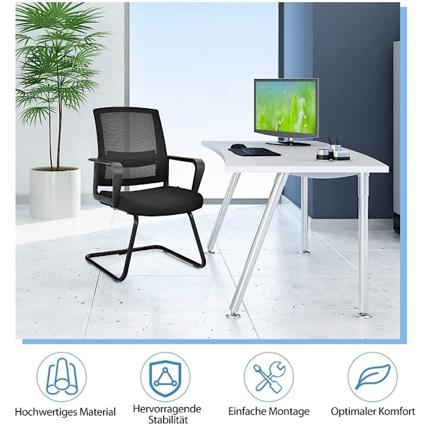 Mesh kontorstol med ryglæn kan holde op til 136 kg 60 x 54,5 x 94 cm sort