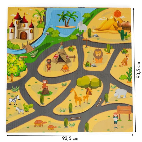 Skummatta för barn safaripussel 9el 93x93cm