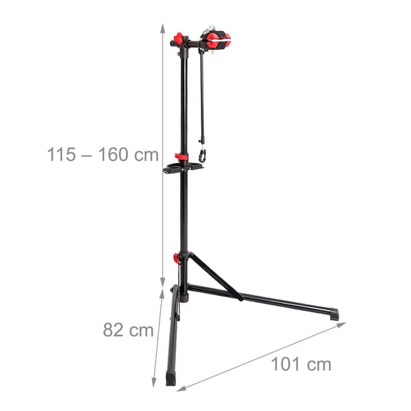 Højdejusterbart cykelreparationsstativ, sort, 30 kg kapacitet