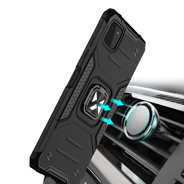 Armored case cover + magnetisk hållare för Samsung Galaxy A22 4G Ring Armor blå