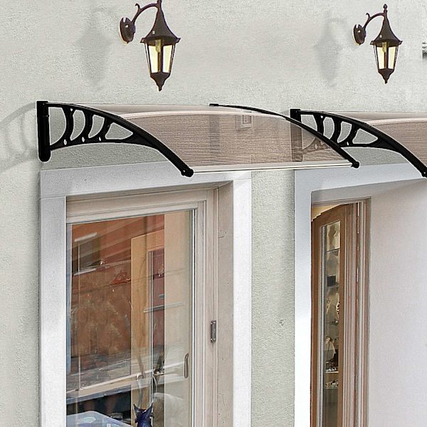 Canopy Front Door Pent Canopy Lavet Af Polycarbonat, Vejrbestandig, Brun, 120X75Cm