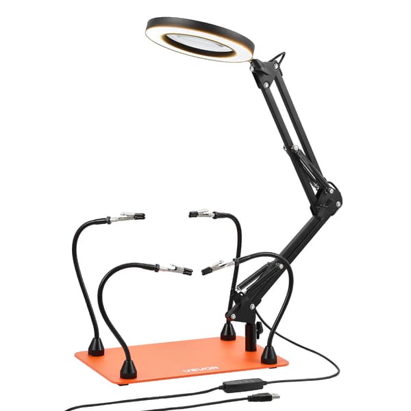 Helping Hands loddestation, 4 arme, 3x LED-forstørrelsesglas