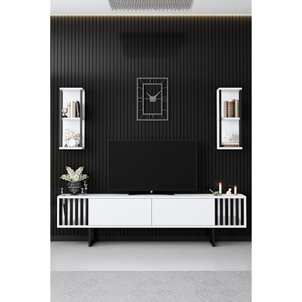 TV-enhet Chrome Line - Vit, Svart