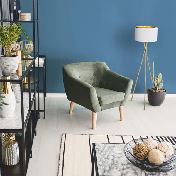 Trebenet gulvlampe i hvid & guld