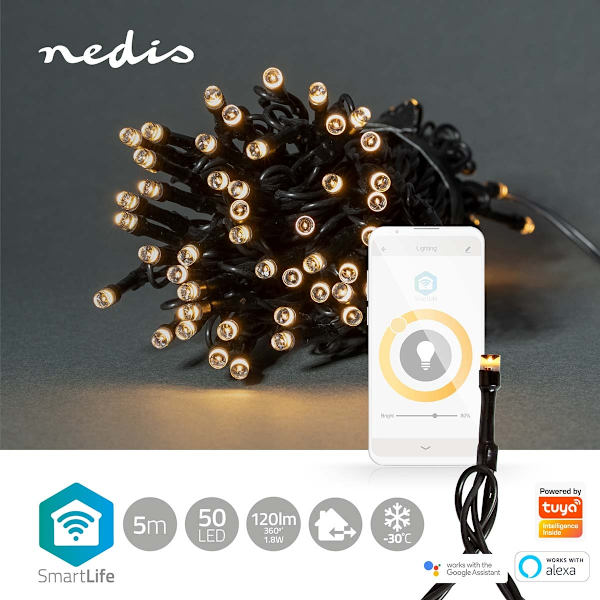 SmartLife jluelys | Snor | Wi-Fi | Varm Hvid | 50 LED's | 5.00 m | Android™ / IOS