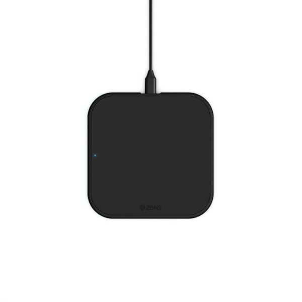 ZENS Essential Single Charger QI 10W Sort 5mm Slank (Apple + Samsung QC) Sort