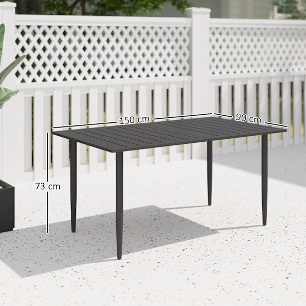 Puutarhapöytä 150x90cm, säänkestävä parvekepöytä terästä, parvekepöytä sateenvarjoreiällä, sälerakenne, ulkoreitinpöytä, sivupöytä, suorakaiteen muoto