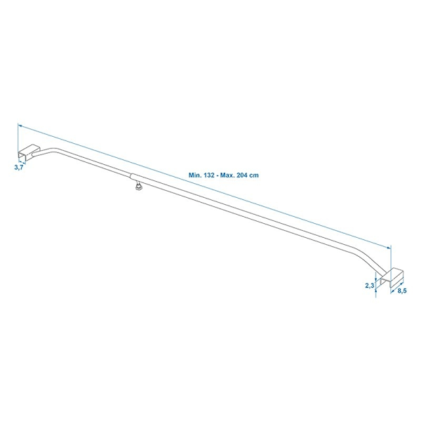Presenningsfäste aluminium justerbar 132-204cm för släpvagnsskydd