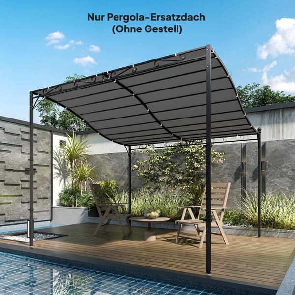 Pergola udskiftningsmarkise, 3x3m, mørkegrå, polyester