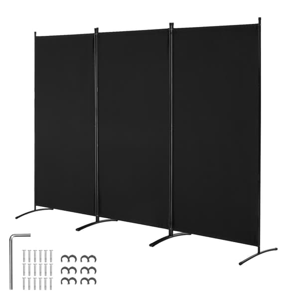 3-panels hopfällbar rumsavdelare, svart