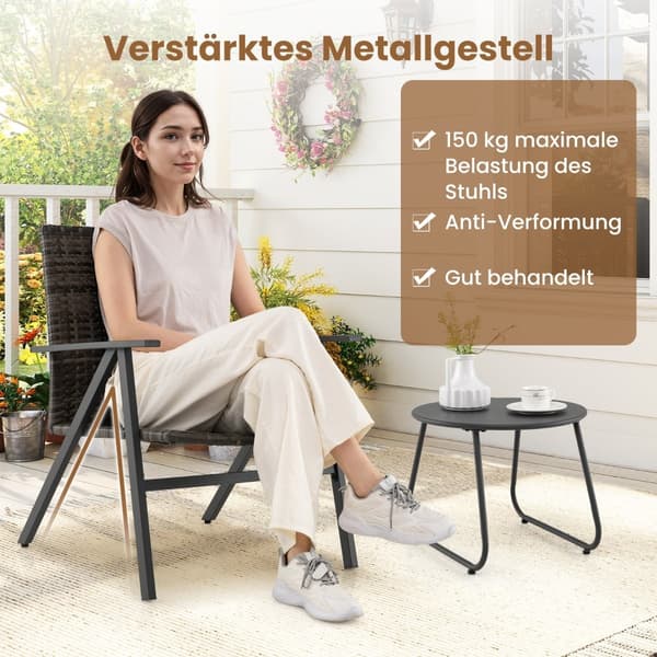 Bistroset för utomhusbruk – 3-delade rottingstolar och bord