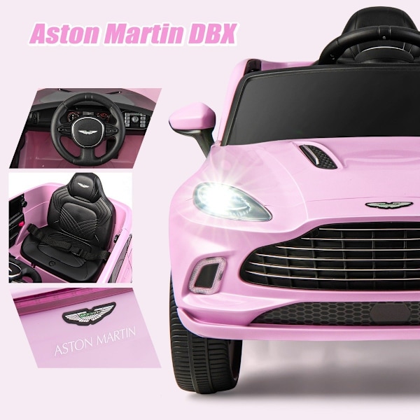 12V Aston Martin DBX barnbil med 2,4G fjärrkontroll 1,4-2,5 km/h rosa
