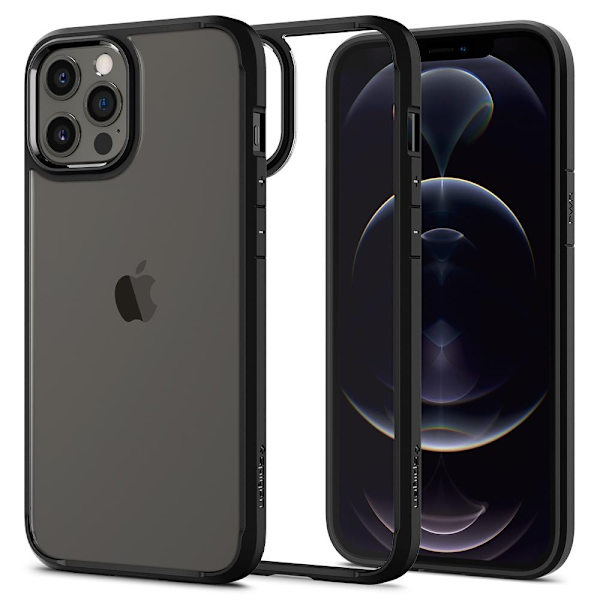 Spigen Ultra Hybrid Cover til iPhone 12/12 Pro - Sort/gennemsigtig
