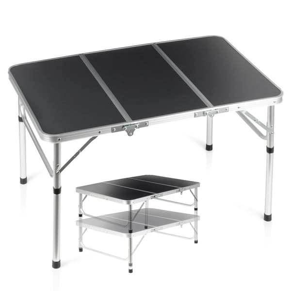 Hopfällbart campingbord, justerbar höjd, metall, 90x60 cm