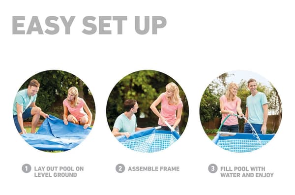 Rektangulær ramme havepool 450x220x84 cm, 7127L, INTEX 28273