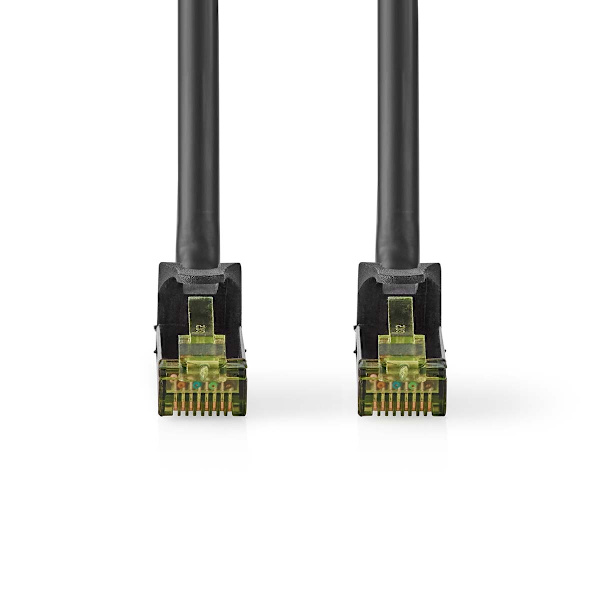 CAT7 verkkokaapeli | S/FTP | RJ45 uros | RJ45 uros | 3.00 m | Snagless | Pyöreä | LSZH | Musta | Label