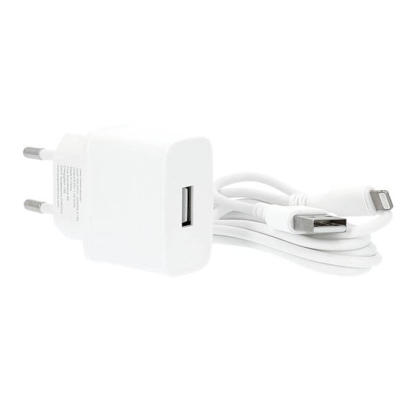 GEAR Laturi 220V 1xUSB-A 1A White Lightning kaapeli 1m MFI