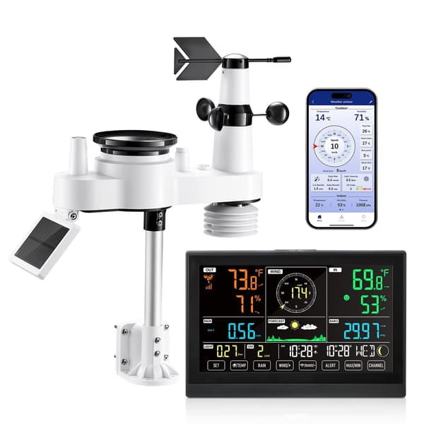 Wi-Fi vejrstation med app, 7-i-1 solsensor