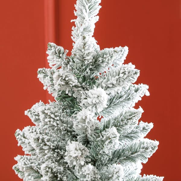 Kunstigt juletræ, 183 cm, slankt med sneeffekt