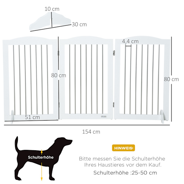 Hundspärrdörr Säkerhetsport Vikbar Hundgrindstativ 3 Paneler Trappport Vit 154X30X80Cm