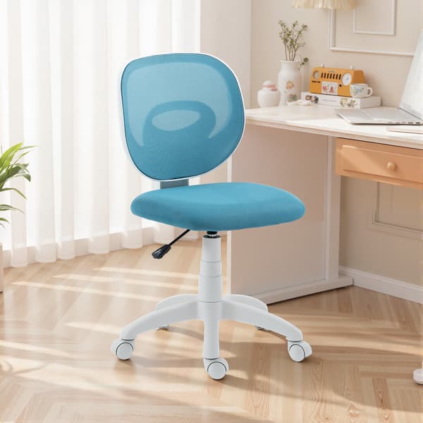 Ergonomisk kontorstol, justerbar højde, blåt net