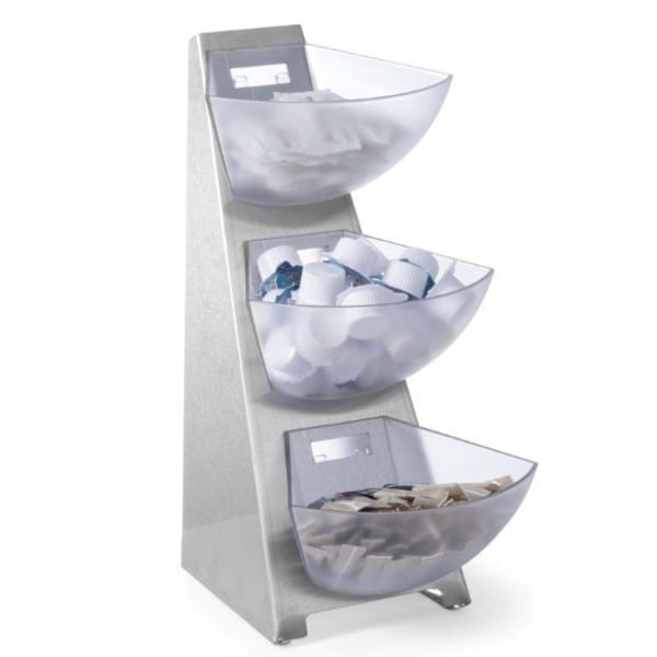 Displaybufféställ för socker, kaffegrädde, stål, 3 x 1L - Hendi 428245