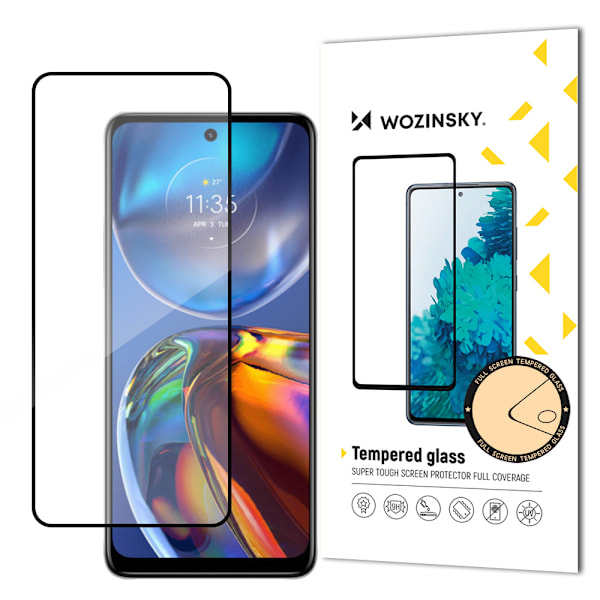Slitstarkt 9H härdat glas för hela skärmen Motorola Moto E32 med ram Fodral Friendly svart