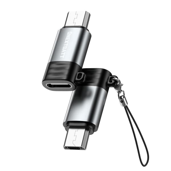 NEXTBATT USB-C hun- til micro-USB han-adapter - Sort/Grå