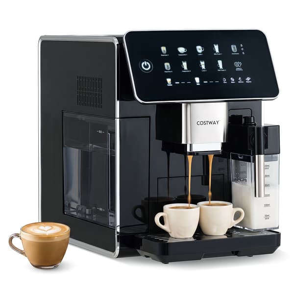 Automatisk kaffemaskine med kværn og mælkeskummer