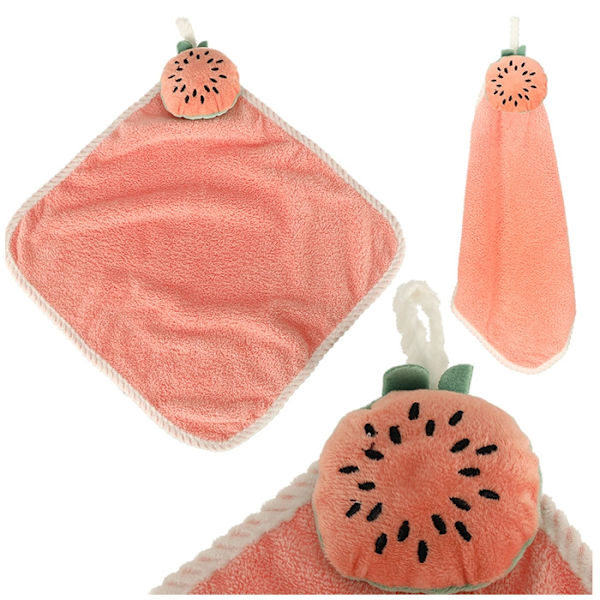 Børnehåndklæde til børnehave 30x30cm pink vandmelon