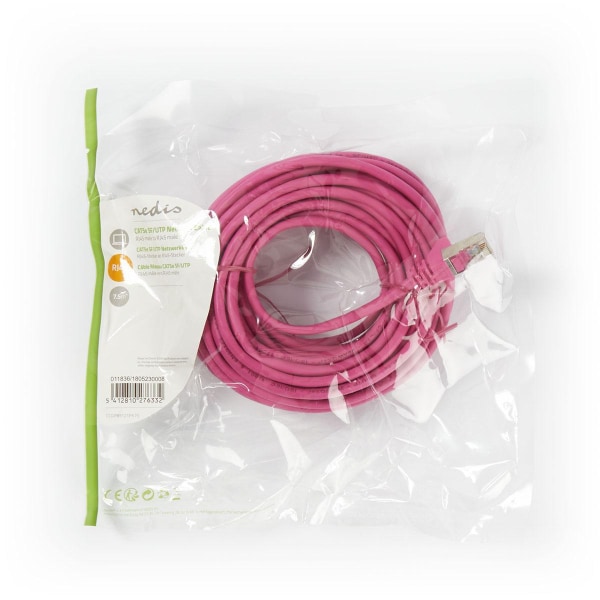 CAT5e netværkskabel | SF/UTP | RJ45 Han | RJ45 Han | 7.50 m | Runde | PVC | Pink | Plastikpose