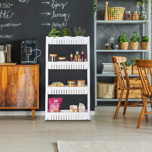 Smal rullvagn med 4 hyllplan