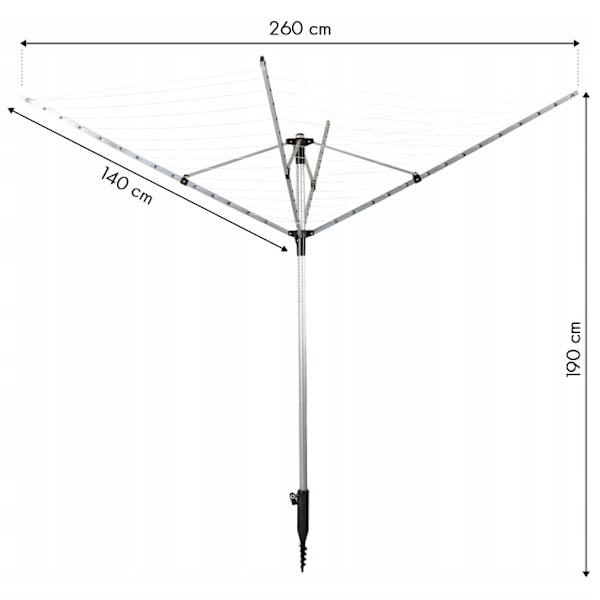 Puutarha pyykinkuivausrumpu 260 cm + kaira
