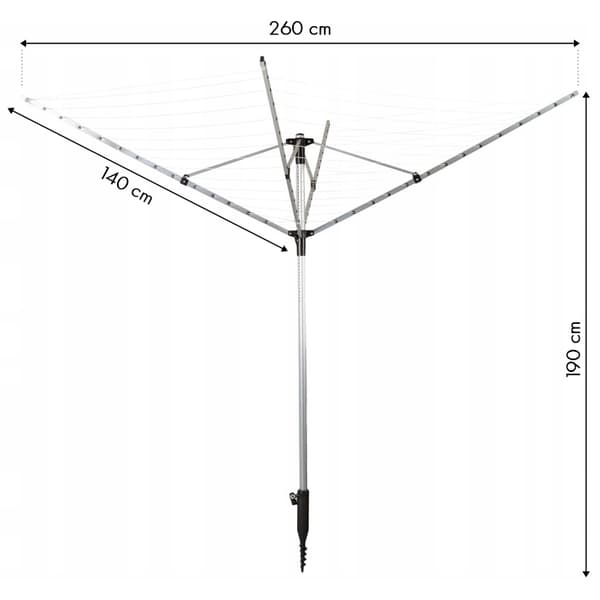 Trädgårdstvätttork 260 cm + skruv