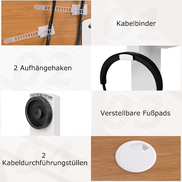 Højde Justerbart Skrivebord 120 x 60 cm Elektrisk Stående Skrivebord Rustik Natur + Hvid