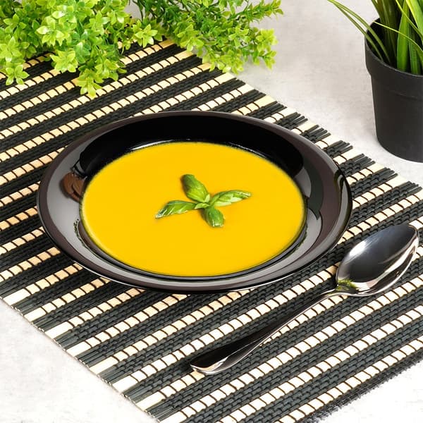 Dybe glas tallerkener, sorte, 21,5 cm, 400 ml, sæt med 6