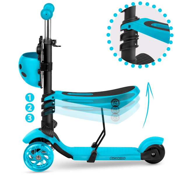 Tre-hjulig sparkcykel Ricokids Buggy - turkos