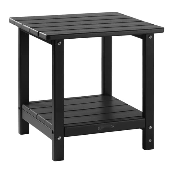 Udendørs sidebord, 2-lags HDPE, sort, 43 cm