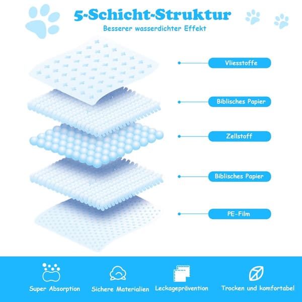 Hundträningsdynor, läckagesäkra, 5-lagers, 100-pack, 60x90 cm