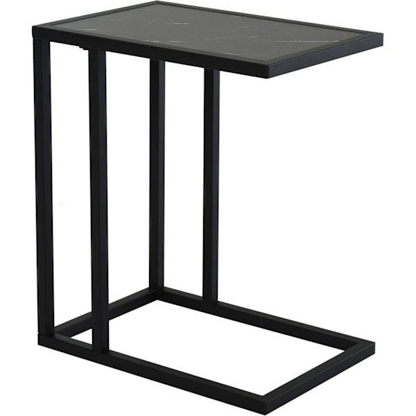 Sidebord, sofabord med marmoreffekt, sofabord med metalstel, til stue, soveværelse, 45 x 30 x 51,5 cm Sort