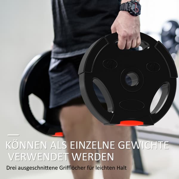 Set med 4 hantelvikter, 2 x 5 kg/7,5 kg vikter, viktskivsats, viktskivor för 2,5 cm hantelstång, Ø 30 mm hål, svart