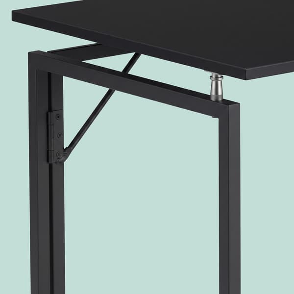 Hopfällbart skrivbord, svart – 80 x 40 cm, trä och stål