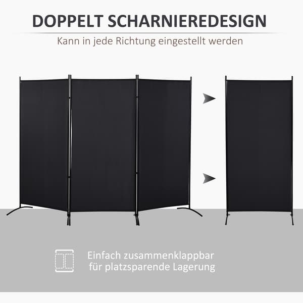 3-panels rumdeler, sort metalramme, privatskærm