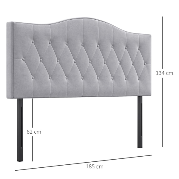 Sengegavl Stilfuld Polstret Sengegavl I Grå, Poppel Og Polyester, Moderne Design, 185X8X134Cm