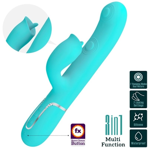 Pretty Love - Rabbit Vibrator ja Licking Aqua Green