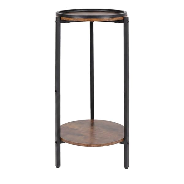 Sidebord i trælook med 2 hylder – brun