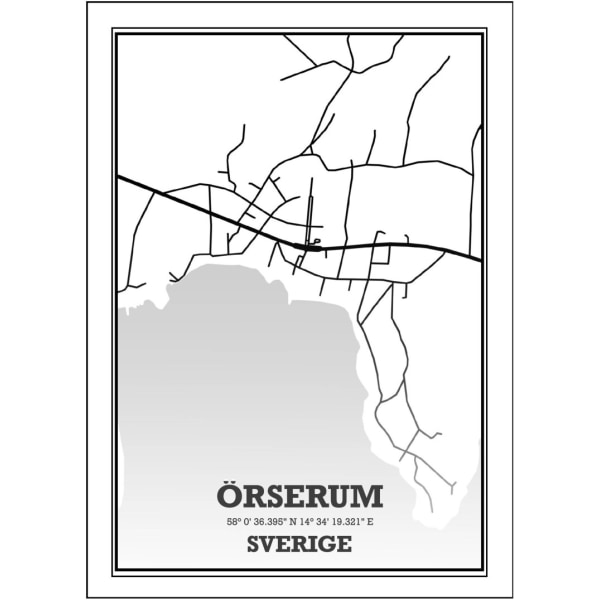 Örserum Stad Karta Poster - 30x40 cm