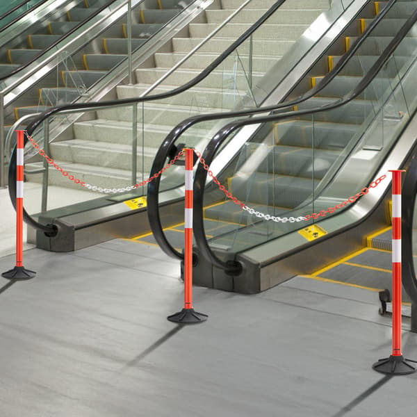 Trafikafgrænsningsstolper, 3-pak, 871 mm, reflekterende kæde